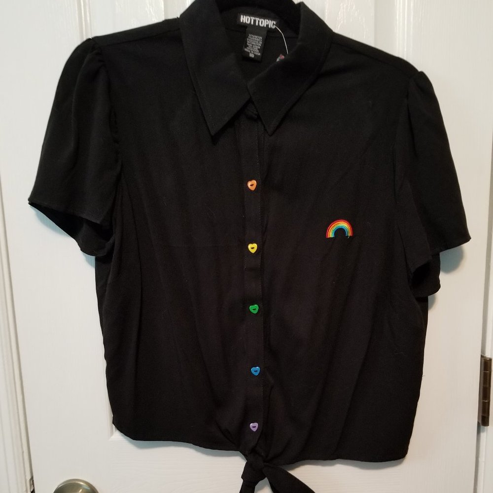 NWT Hot Topic Pride Rainbow Buttons Blouse